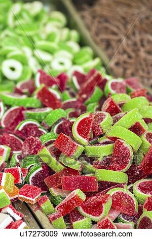 Sweet treats on market stall. View Large Photo Image Stock Photo - Sweet treats on market stall.. Fotosearch