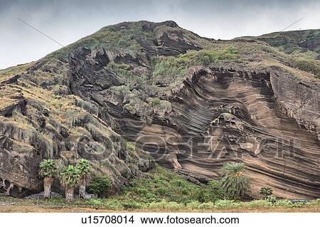Picture - Textured rock formation, Fogo, Cape Verde, Africa. Fotosearch