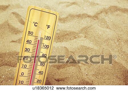 Thermometer on hot desert sand. View Large Photo Image Stock Image - Thermometer on hot desert sand.. Fotosearch