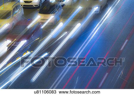 Traffic trails in dusk View Large Photo Image Stock Image - Traffic trails in dusk. Fotosearch