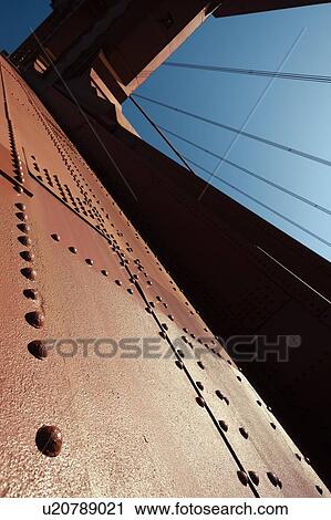 Stock Image - USA, California, San Francisco, Golden Gate Bridge, close up of bridge structure. Fotosearch