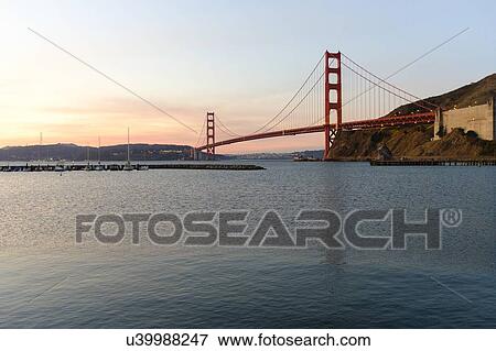 USA, California, San Francisco, Golden Gate Bridge at sunset View Large Photo Image Stock Photo - USA, California, San Francisco, Golden Gate Bridge at sunset. Fotosearch