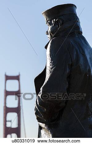 Stock Photo - USA, California, San Francisco, Golden Gate Bridge, Merchant Seamen Memorial in sunlight. Fotosearch