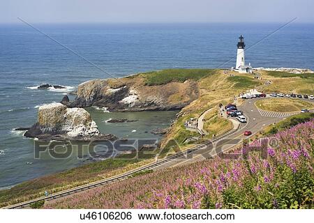 USA, Oregon, Yaquina Head Lighthouse, Aerial view of lighthouse on sea coast View Large Photo Image Stock Photograph - USA, Oregon, Yaquina Head Lighthouse, Aerial view of lighthouse on sea coast. Fotosearch