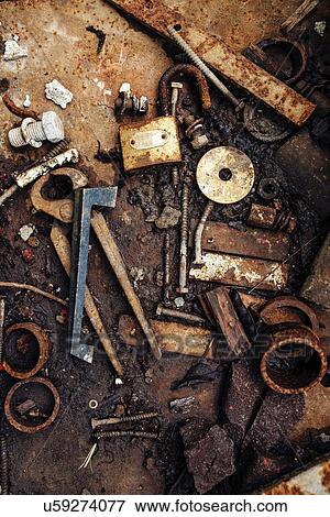 Stock Photo - Various scattered metal junk.. Fotosearch