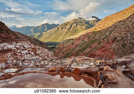 Stock Photography - View of salt terraces, Maras, Cusco, Peru. Fotosearch