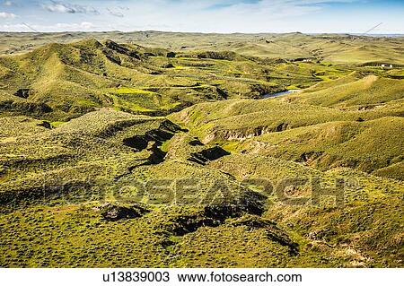 Stock Image - View of uneven landscape, Montana, US. Fotosearch