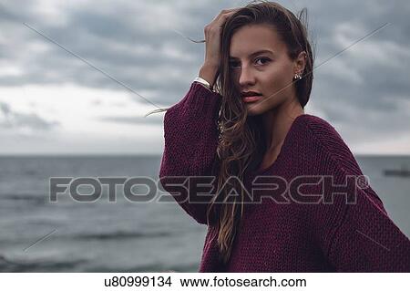 Woman by seaside, Odessa, Odes'ka Oblast', Ukraine View Large Photo Image Picture - Woman by seaside, Odessa, Odes'ka Oblast', Ukraine. Fotosearch