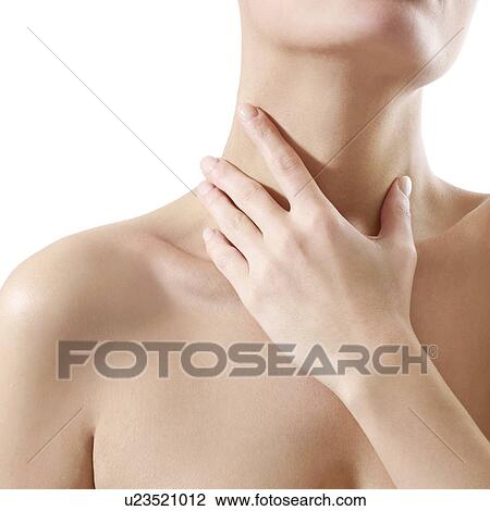 Woman checking her glands. View Large Photo Image Stock Image - Woman checking her glands.. Fotosearch