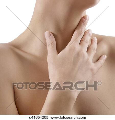 Woman checking her glands. View Large Photo Image Stock Photography - Woman checking her glands.. Fotosearch