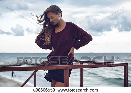 Woman on viewing platform at seaside, Odessa, Odes'ka Oblast', Ukraine View Large Photo Image Stock Photo - Woman on viewing platform at seaside, Odessa, Odes'ka Oblast', Ukraine. Fotosearch