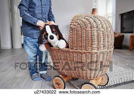 wicker toy pram