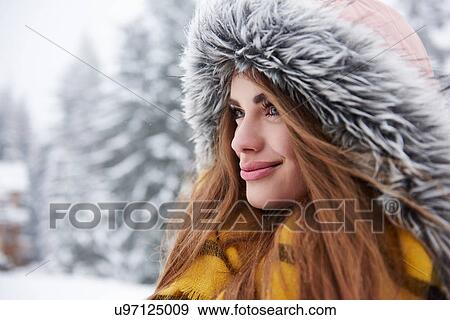 Young woman in winter View Large Photo Image Stock Photo - Young woman in winter. Fotosearch