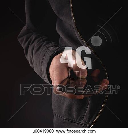 Stock Image - 4G mobile phone network, conceptual image.. Fotosearch