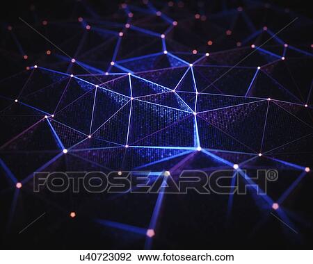 Stock Image - Abstract network of lines and connecting dots, illustration.. Fotosearch