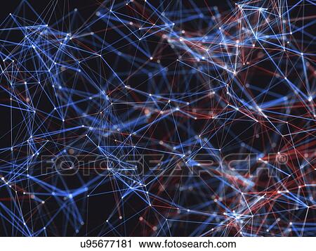 Stock Image - Abstract network of lines and connecting dots, illustration.. Fotosearch