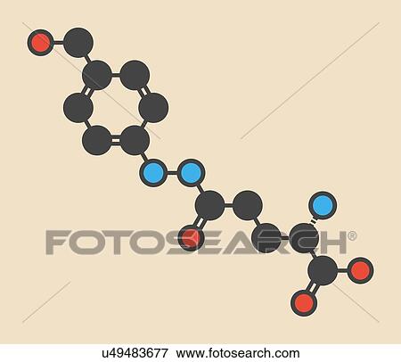 Stock Photo - Agaritine mushroom toxin molecule. Stylized skeletal formula (chemical structure): Atoms are shown as colour-coded circles: hydrogen (hidden), carbon (grey), oxygen (red), nitrogen (blue).. Fotosearch