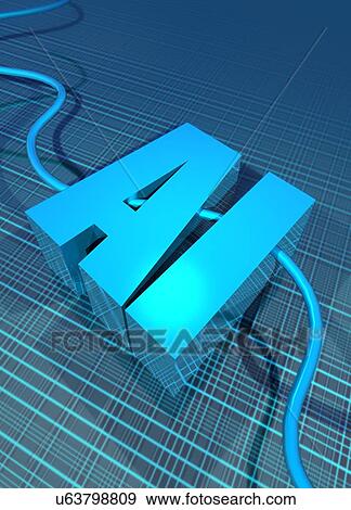 Stock Photo - AI and cable, conceptual illustration.. Fotosearch