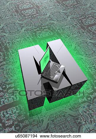 AI and laptop, conceptual illustration. View Large Photo Image Picture - AI and laptop, conceptual illustration.. Fotosearch