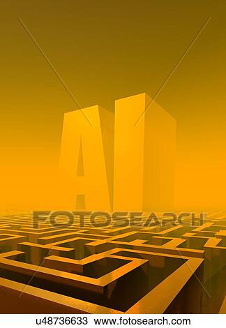 Stock Image - AI maze, conceptual illustration.. Fotosearch