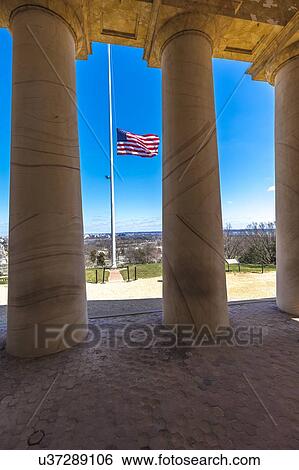 Arlington House, the Robert E. Memorial, formerly the Curtis Lee Mansion in Arlington Cemetery overlooks the Lincoln Memorial and Washington D. C. View Large Photo Image Stock Photograph - Arlington House, the Robert E. Memorial, formerly the Curtis Lee Mansion in Arlington Cemetery overlooks the Lincoln Memorial and Washington D. C. . Fotosearch