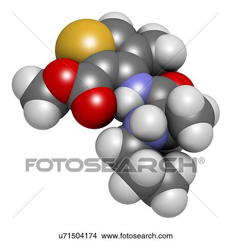 Articaine local anesthetic drug molecule. 3D rendering. Atoms are represented as spheres with conventional colour-coding: hydrogen (white), carbon (grey), nitrogen (blue), oxygen (red), sulfur (yellow). View Large Photo Image Picture - Articaine local anesthetic drug molecule. 3D rendering. Atoms are represented as spheres with conventional colour-coding: hydrogen (white), carbon (grey), nitrogen (blue), oxygen (red), sulfur (yellow).. Fotosearch