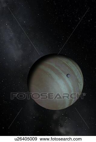 Stock Photo - Artwork of the dark exoplanet CVSO 30 c. This is one of two known gas planets around the very young T Tauri star called CVSO 30, situated 1200 light-years away in the constellation of Orion. At just 2. 5 million years old, this star is but a toddler..... Fotosearch
