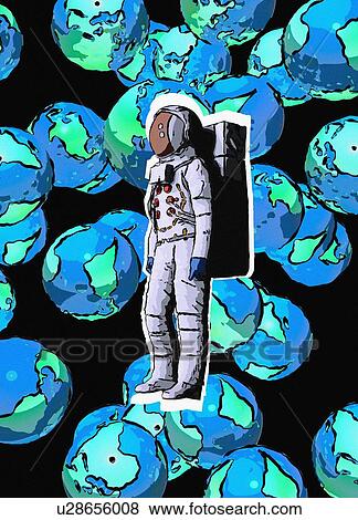 Astronaut and planets, illustration. View Large Photo Image Stock Photo - Astronaut and planets, illustration.. Fotosearch