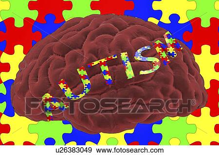Stock Photo - Autism spectrum disorder, conceptual illustration. Autism spectrum disorder is used to describe several neurodevelopmental disorders that involve deficits in social communication and interaction, and restricted or repetitive patterns of behaviour or.... Fotosearch