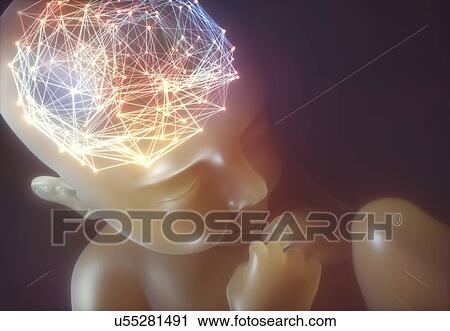 Stock Image - Baby's neural network, conceptual illustration.. Fotosearch