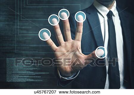 Biometric security. Businessman using fingerprint scanner. View Large Photo Image Stock Photo - Biometric security. Businessman using fingerprint scanner.. Fotosearch