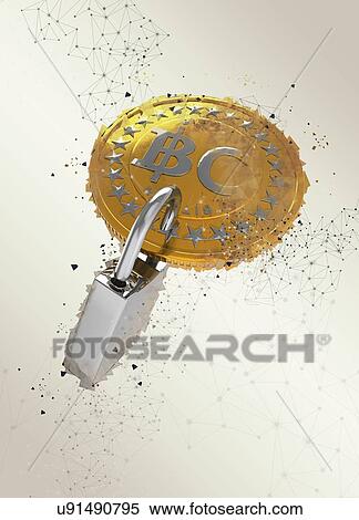 Bitcoin and padlock, illustration. View Large Photo Image Stock Photography - Bitcoin and padlock, illustration.. Fotosearch