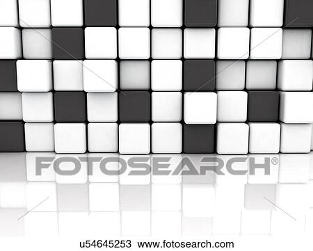 Stock Image - Black and white cubes, illustration.. Fotosearch