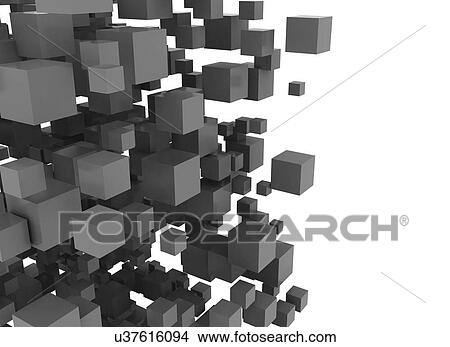 Picture - Black cubes, computer illustration.. Fotosearch