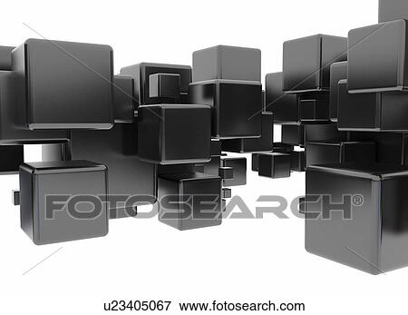 Stock Photo - Black cubes, computer illustration.. Fotosearch
