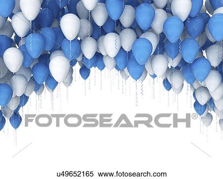 Blue and white balloons, illustration. View Large Photo Image Stock Photography - Blue and white balloons, illustration.. Fotosearch