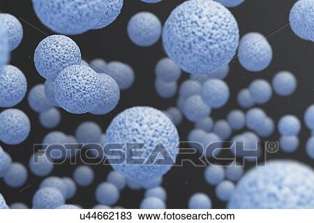 Stock Image - Blue cells, computer illustration.. Fotosearch