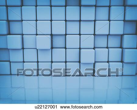 Stock Image - Blue cubes, computer illustration.. Fotosearch
