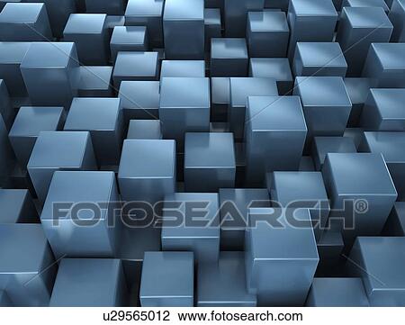 Stock Image - Blue cubes, computer illustration.. Fotosearch