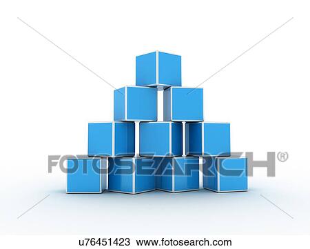 Stock Image - Blue cubes, computer illustration.. Fotosearch