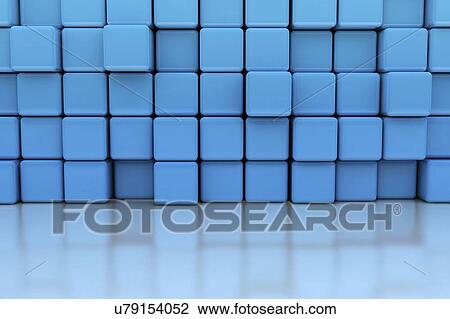 Stock Image - Blue cubes, illustration.. Fotosearch