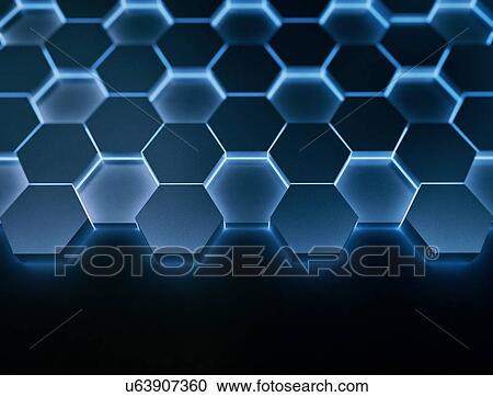 Blue hexagons, illustration. View Large Photo Image Stock Image - Blue hexagons, illustration.. Fotosearch