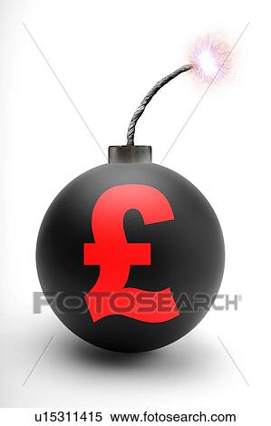 Stock Photography - Bomb with the British pound symbol on it, computer artwork.. Fotosearch