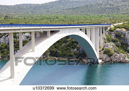 Stock Photo - bridge over the sea strait in Croatia. Fotosearch