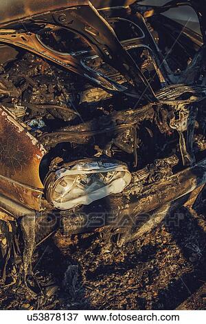 Burnt out car. View Large Photo Image Stock Photo - Burnt out car.. Fotosearch