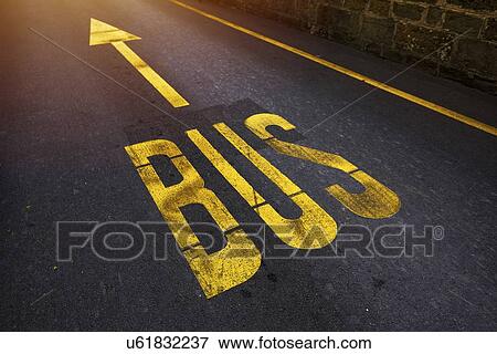 Bus lane road markings. View Large Photo Image Stock Photo - Bus lane road markings.. Fotosearch