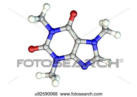 Caffeine, molecular model. Bitter, white alkaloid acting as a stimulant drug to the central nervous system. View Large Photo Image Stock Photo - Caffeine, molecular model. Bitter, white alkaloid acting as a stimulant drug to the central nervous system.. Fotosearch