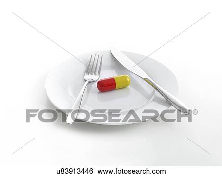 Capsule on dinner plate, studio shot. View Large Photo Image Stock Photograph - Capsule on dinner plate, studio shot.. Fotosearch