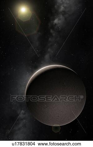 Ceres, illustration. Ceres is a dwarf planet, the only one that orbits in the asteroid belt. It is also an asteroid, the largest one known, and the first to be discovered, in 1801. The surface of Ceres is heavily cratered due to impacts from... View Large Photo Image Picture - Ceres, illustration. Ceres is a dwarf planet, the only one that orbits in the asteroid belt. It is also an asteroid, the largest one known, and the first to be discovered, in 1801. The surface of Ceres is heavily cratered due to impacts from.... Fotosearch