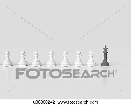Stock Image - Chess king and pawns, computer illustration.. Fotosearch